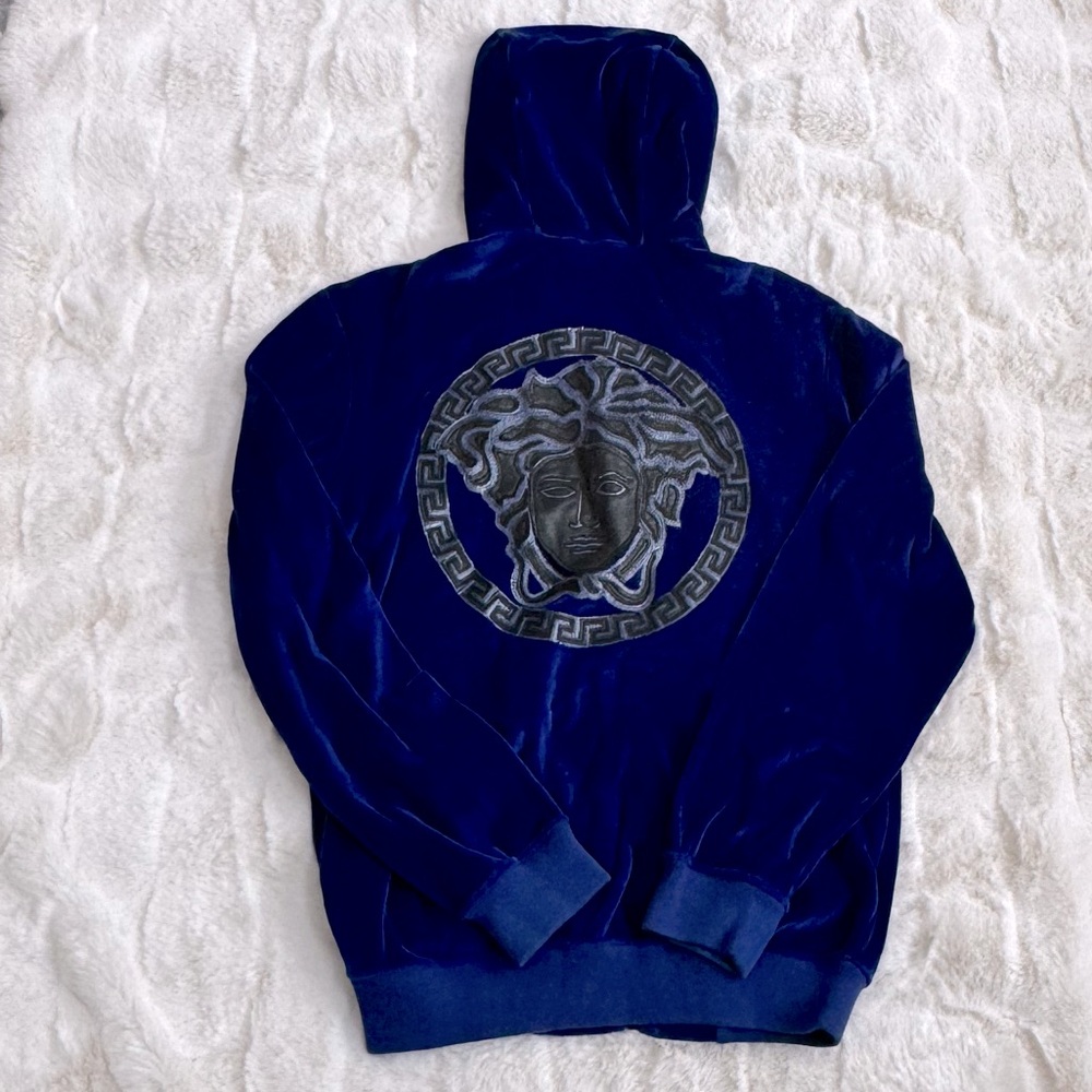 Versace Royal Blue Velvet Hoodie